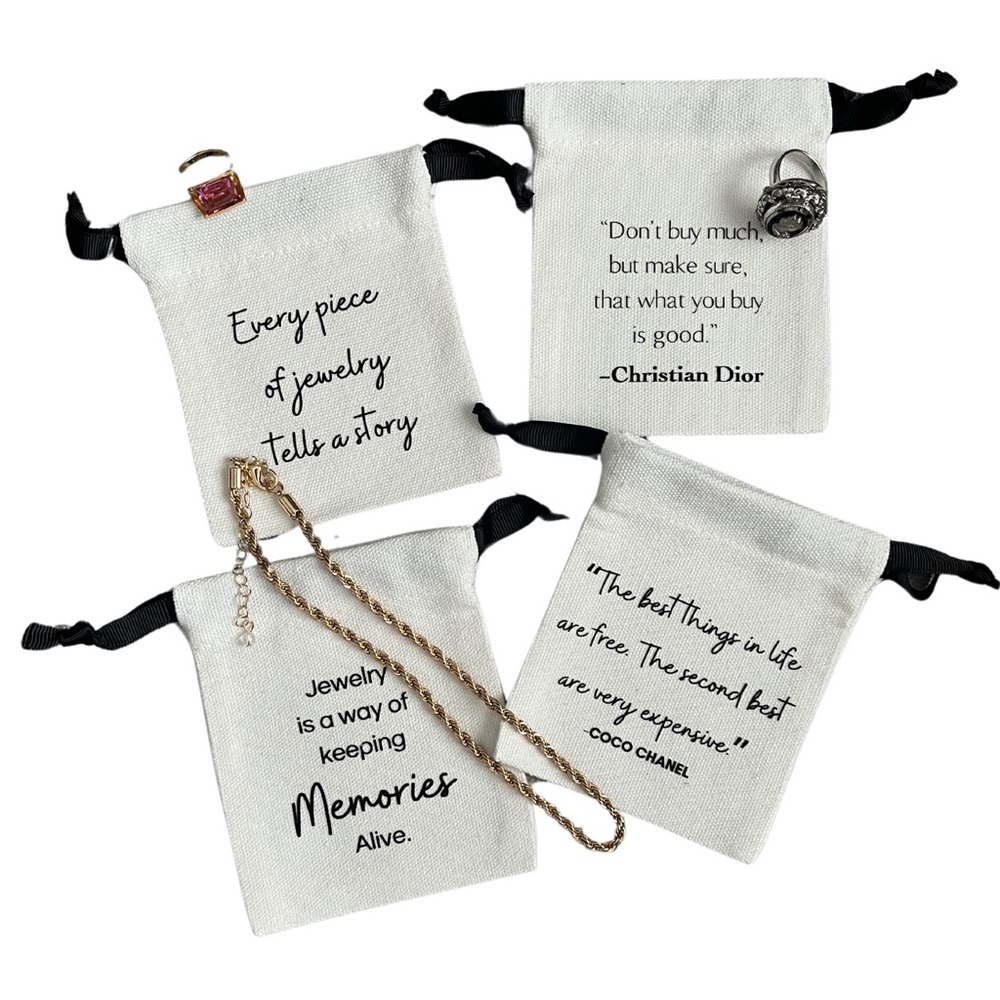 -Handmade Chanel Quote Jewelry Pouch Mini Dust Bag